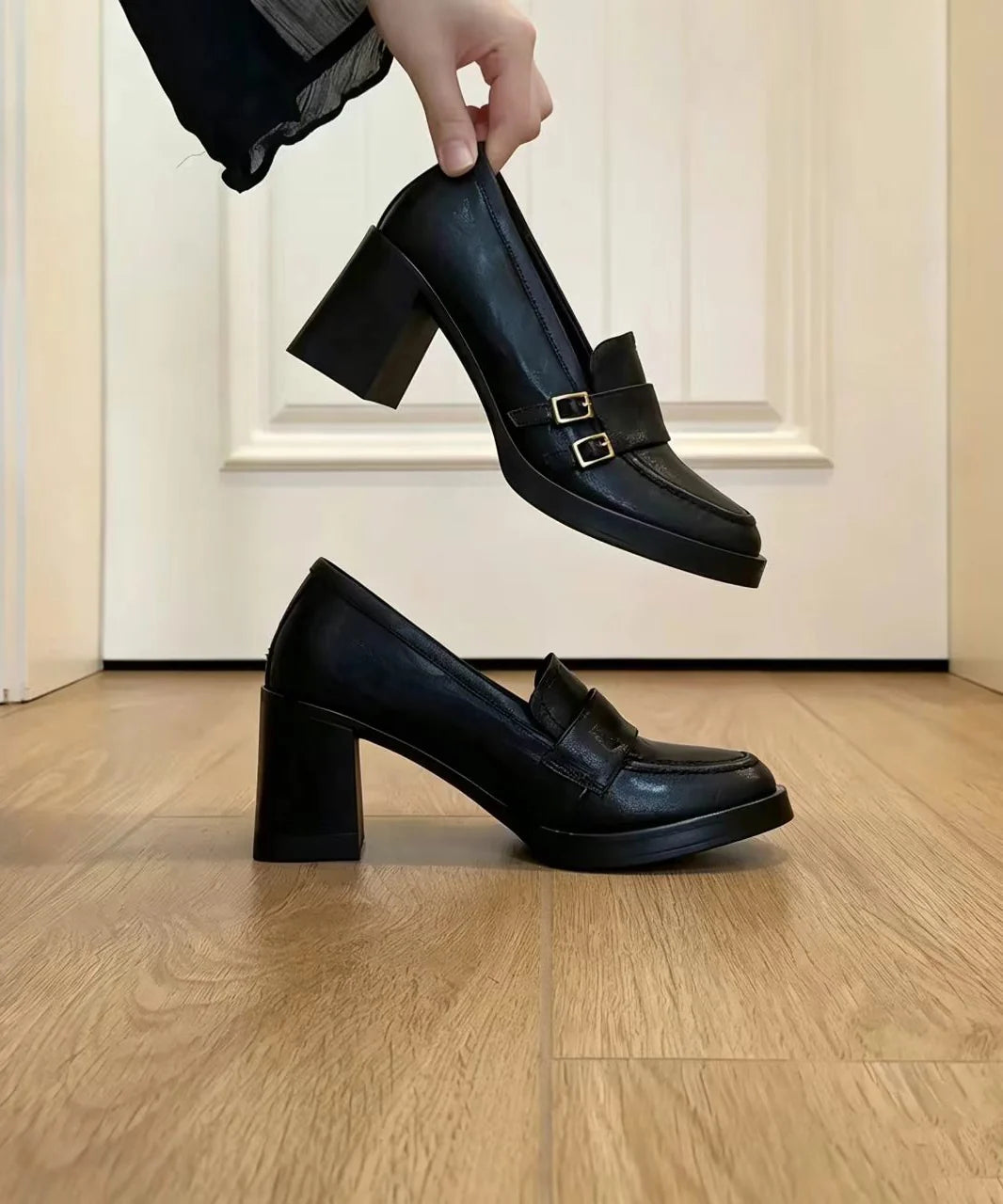 Mocassins Femme Talon Compensé Style Vintage 4