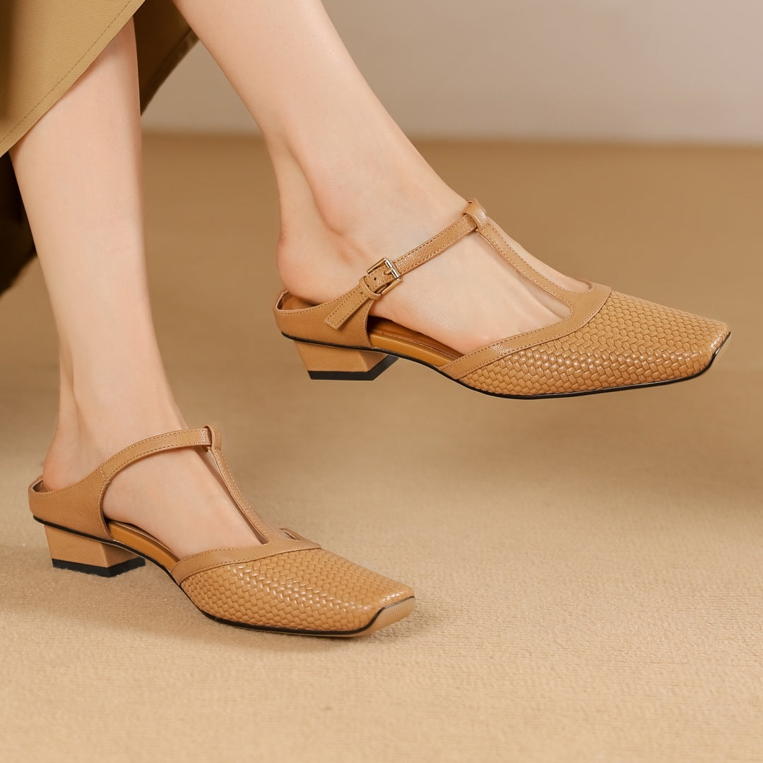 Mules Femme Tissées Chic à Talons Bas 2