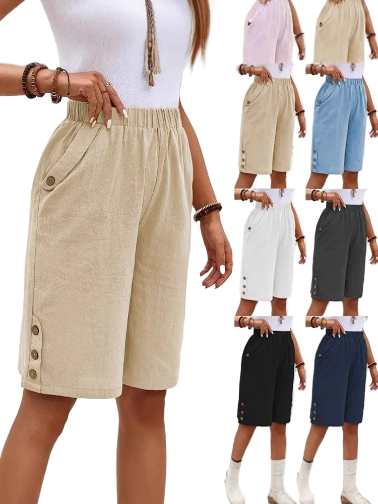 Pantalon Femme Décontracté Coupe Droite Tissu Léger 0