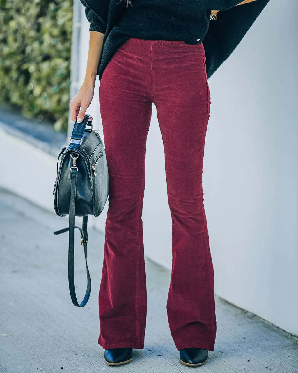 Pantalon Femme Flare Taille Haute Tissu Mélangé 6