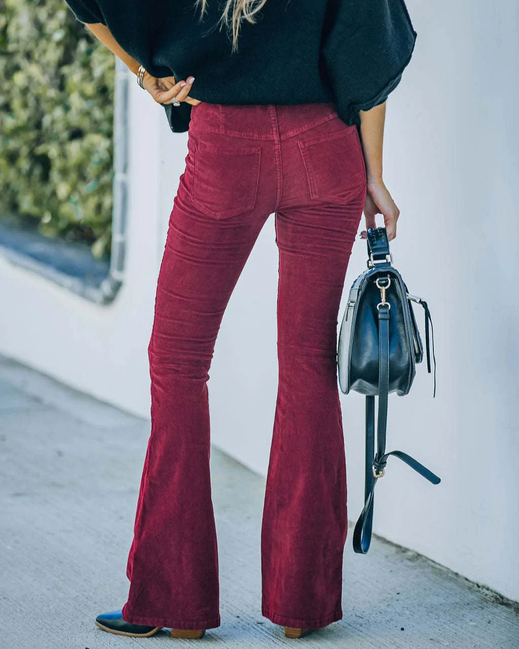 Pantalon Femme Flare Taille Haute Tissu Mélangé 7
