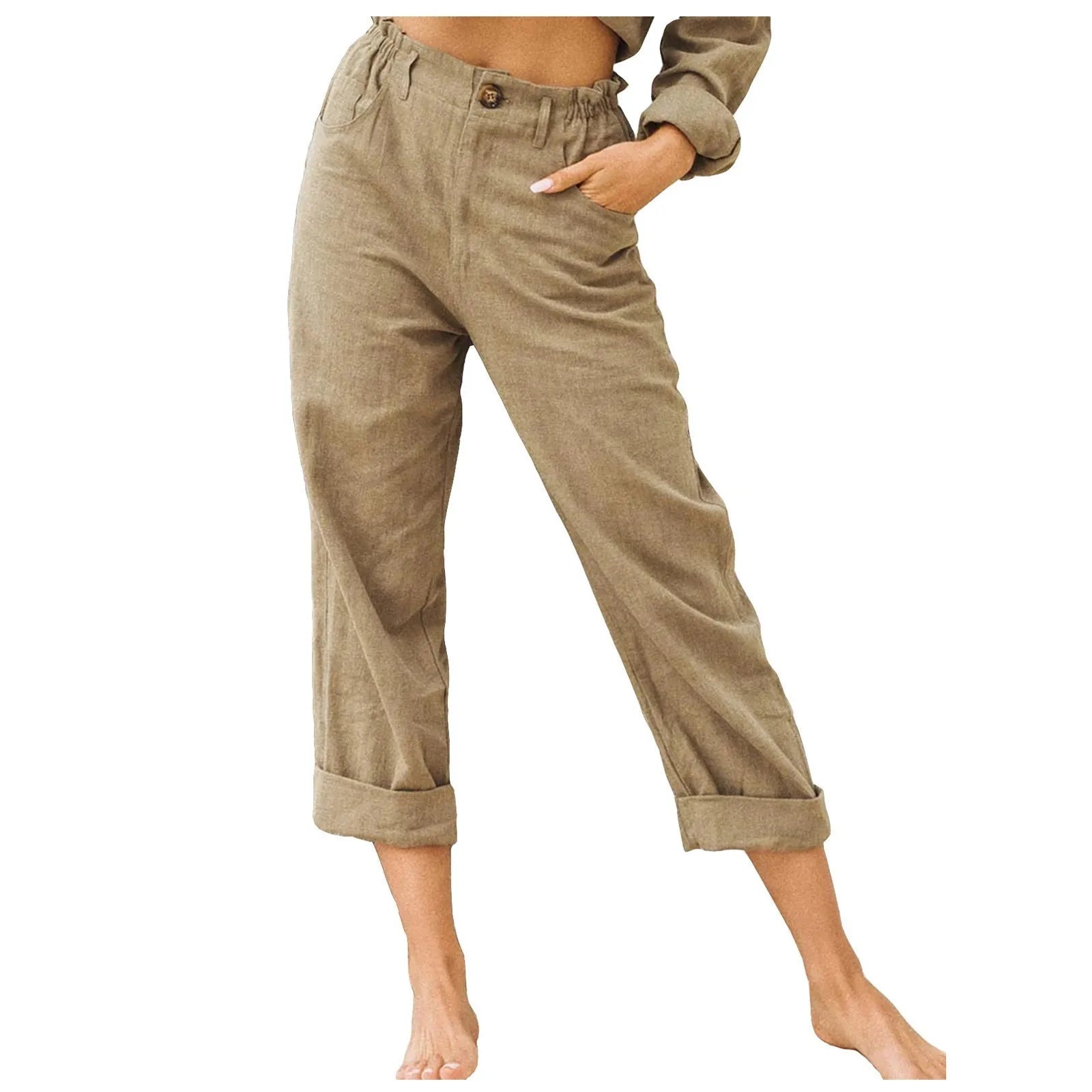 Pantalon Fluide Femme Décontracté Coton Lin 3