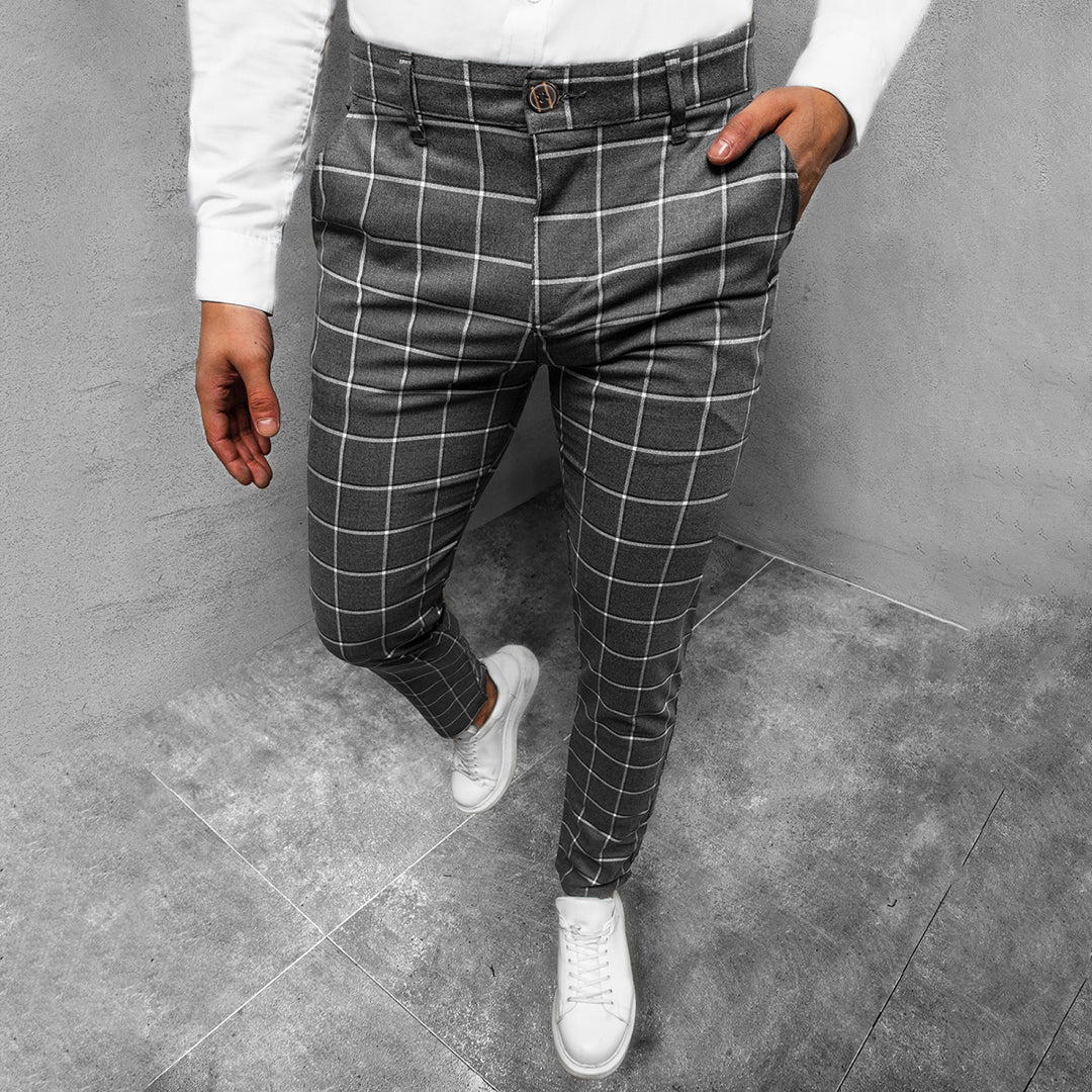 Pantalon Fuselé à Motif Quadrillé pour Hommes 6