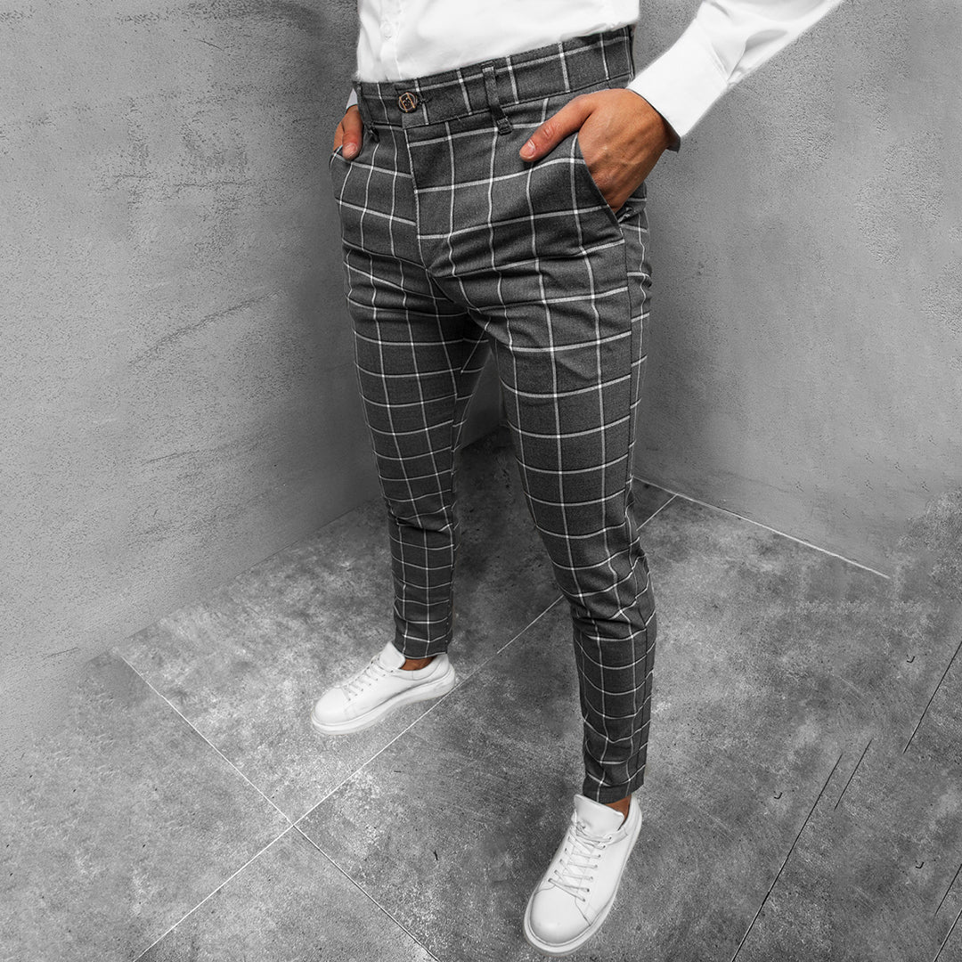 Pantalon Fuselé à Motif Quadrillé pour Hommes 7