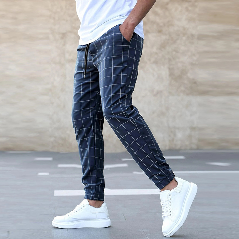 Pantalon Homme Décontracté à Carreaux Modernes 2