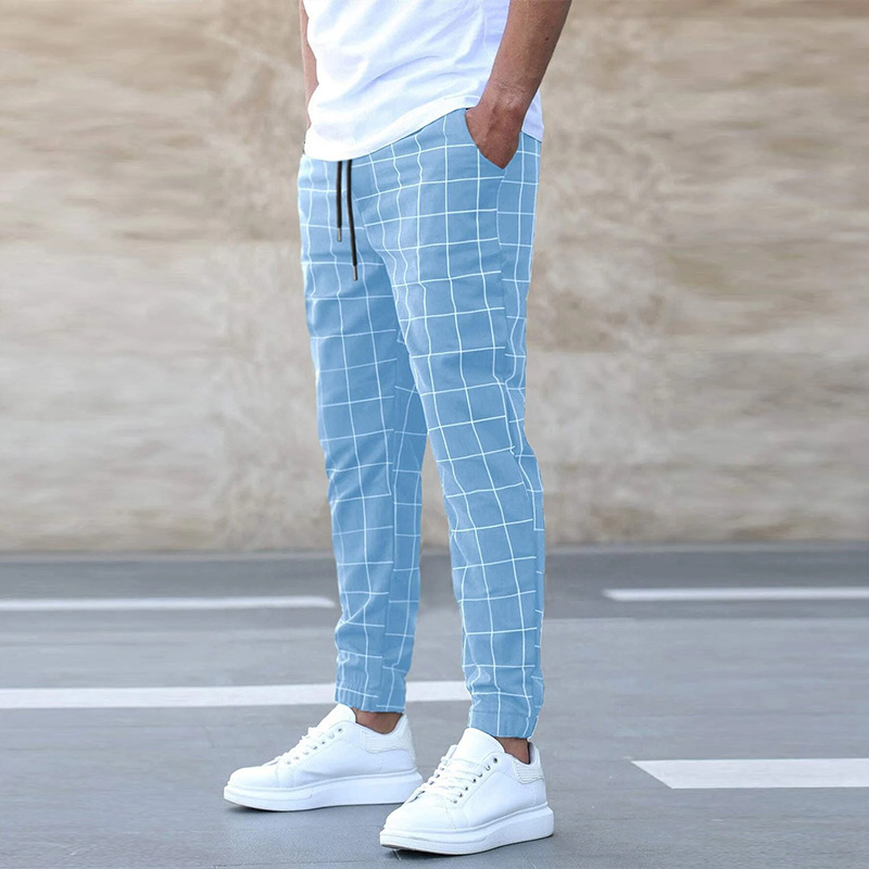 Pantalon Homme Décontracté à Carreaux Modernes 3