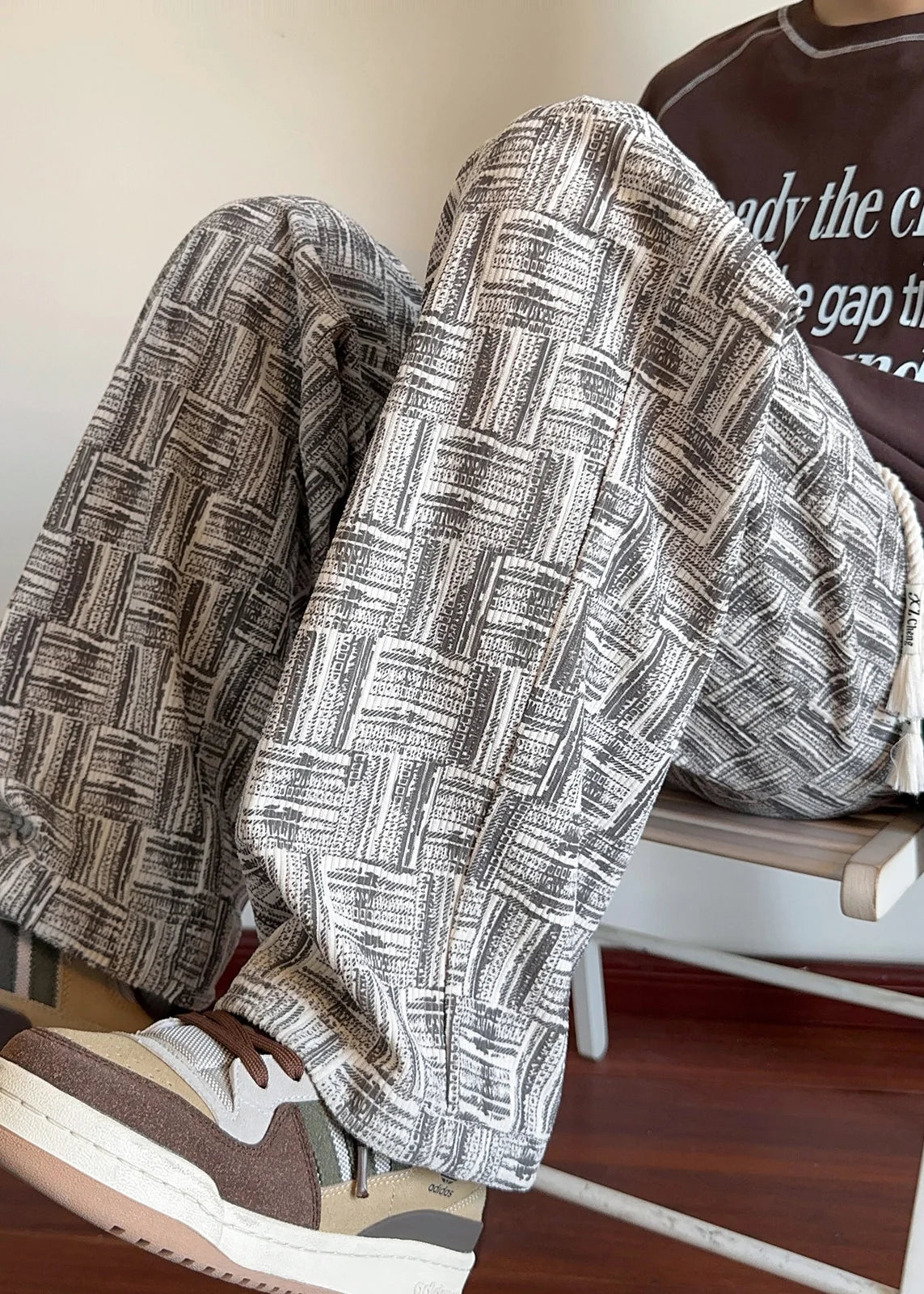Pantalon homme oversize à carreaux coupe ample 0