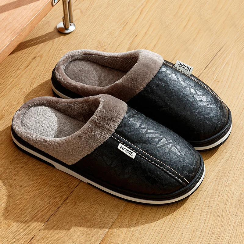 Pantoufles d'intérieur pour hommes en similicuir 0
