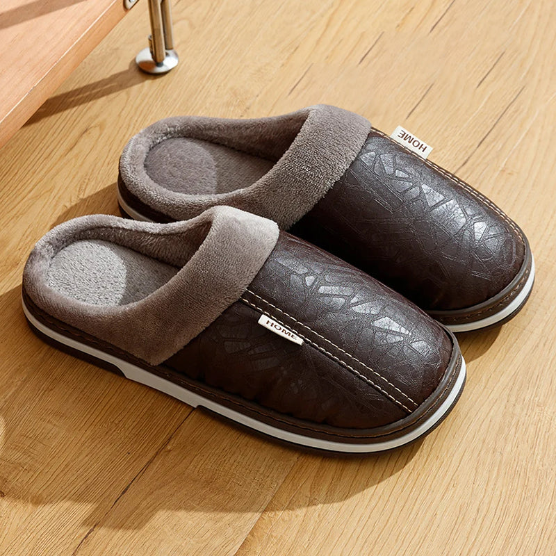 Pantoufles d'intérieur pour hommes en similicuir 1