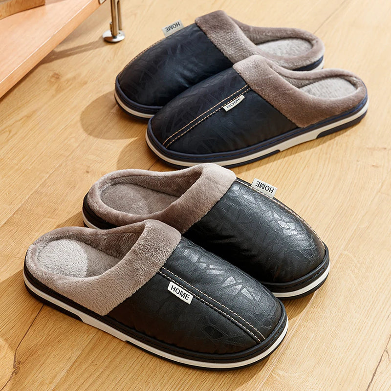 Pantoufles d'intérieur pour hommes en similicuir 4