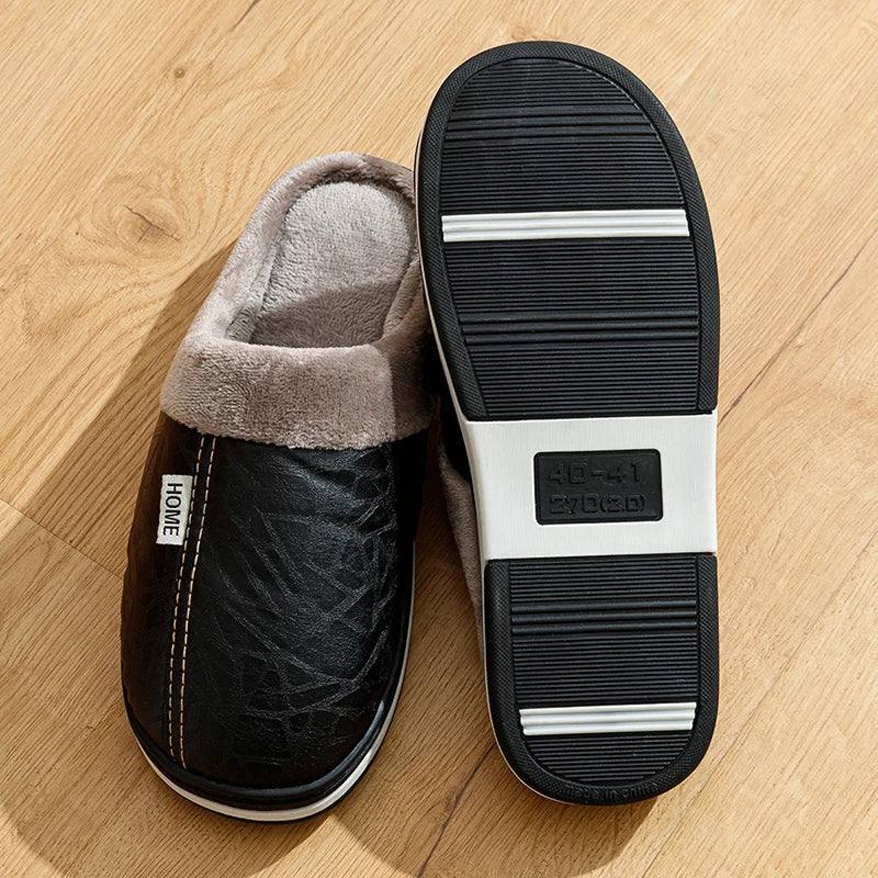 Pantoufles d'intérieur pour hommes en similicuir 5