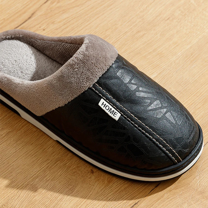 Pantoufles d'intérieur pour hommes en similicuir 6