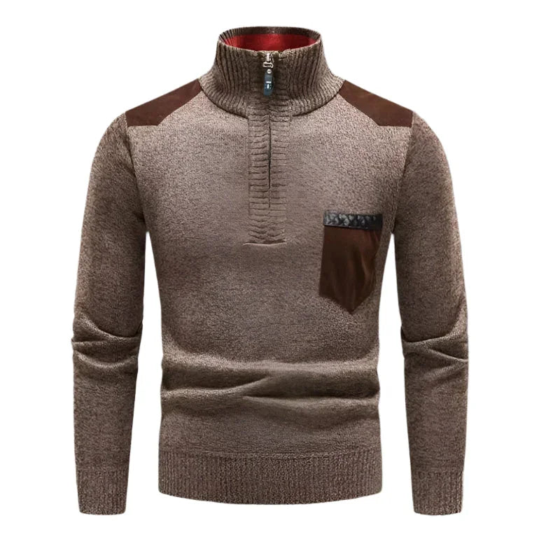 Pull Demi-Zip pour Hommes Patchwork 0