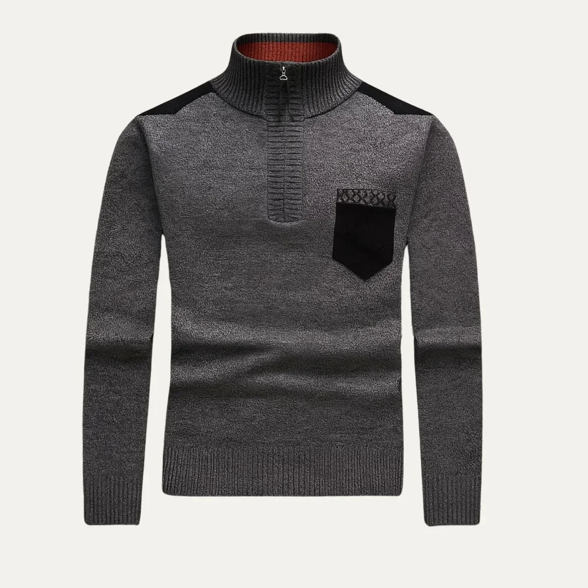 Pull Demi-Zip pour Hommes Patchwork 1