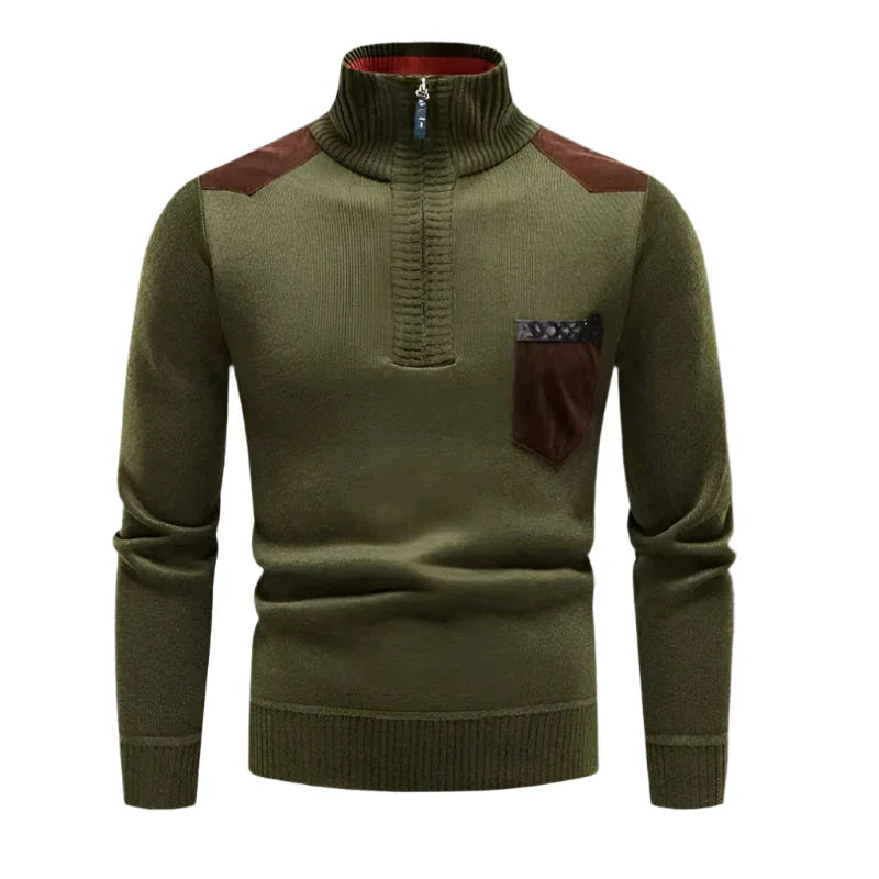 Pull Demi-Zip pour Hommes Patchwork 6