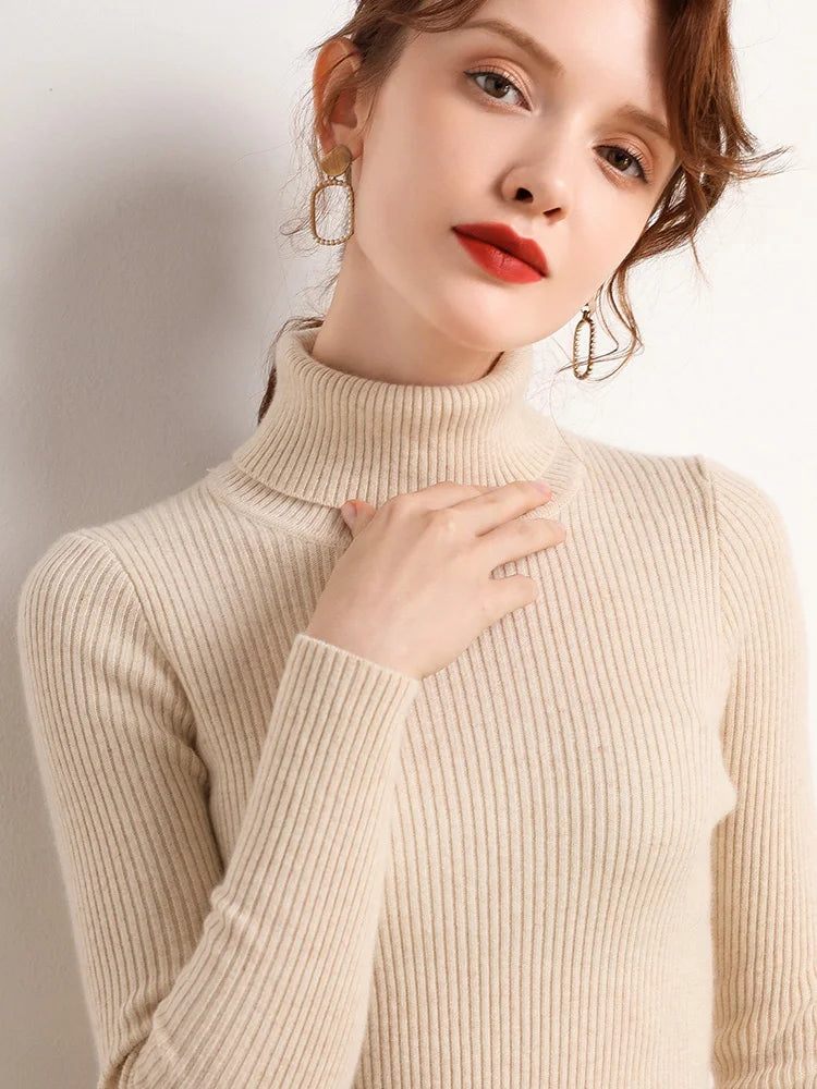 Pull Femme Col Roulé Tricoté Automne Hiver 6