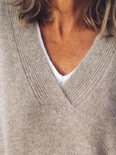 Pull Femme Col V Épaules Tombantes Acrylique Polyamide Polyester 2