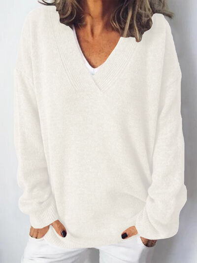 Pull Femme Col V Épaules Tombantes Acrylique Polyamide Polyester 3