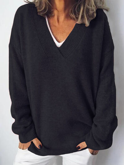 Pull Femme Col V Épaules Tombantes Acrylique Polyamide Polyester 6