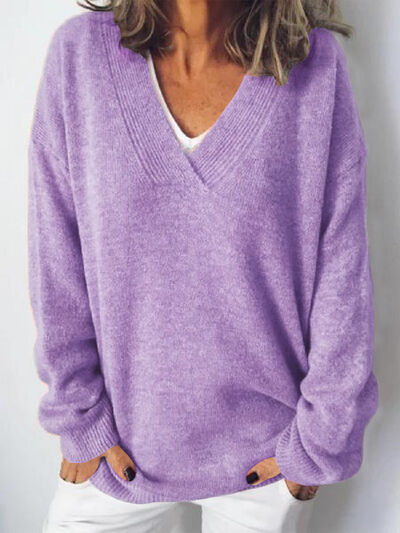 Pull Femme Col V Épaules Tombantes Acrylique Polyamide Polyester 9