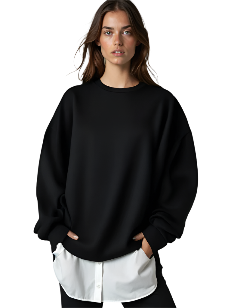 Pull Femme Oversized Décontracté en Tissu Doux 0