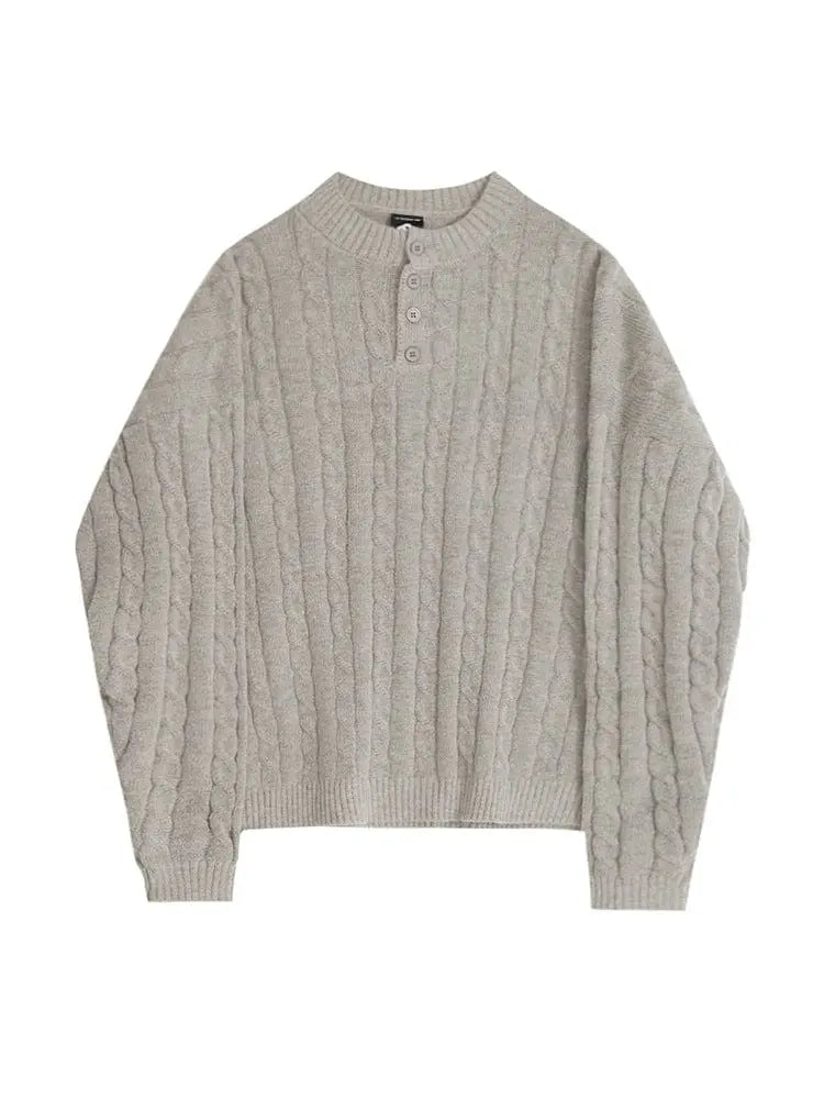 Pull Homme Henley Classique Ajusté Casual 2