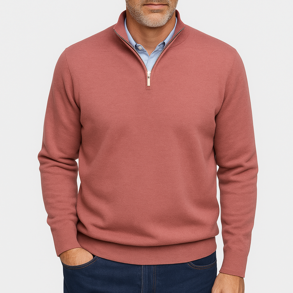 Pull Homme à Col Zip Tricoté 3