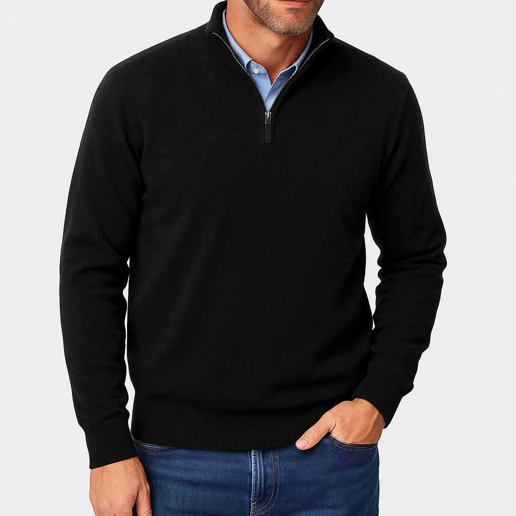Pull Homme à Col Zip Tricoté 4
