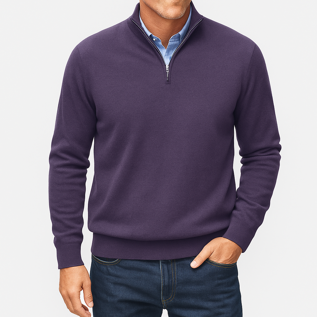 Pull Homme à Col Zip Tricoté 5