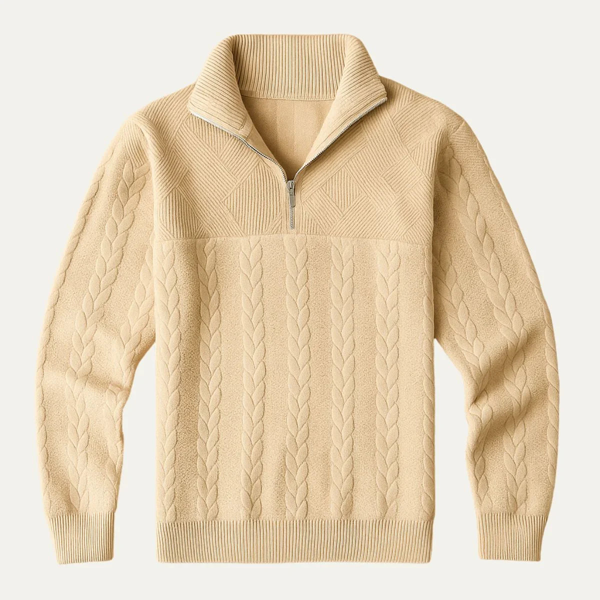Pull Homme à Demi-Zip Torsadé 1