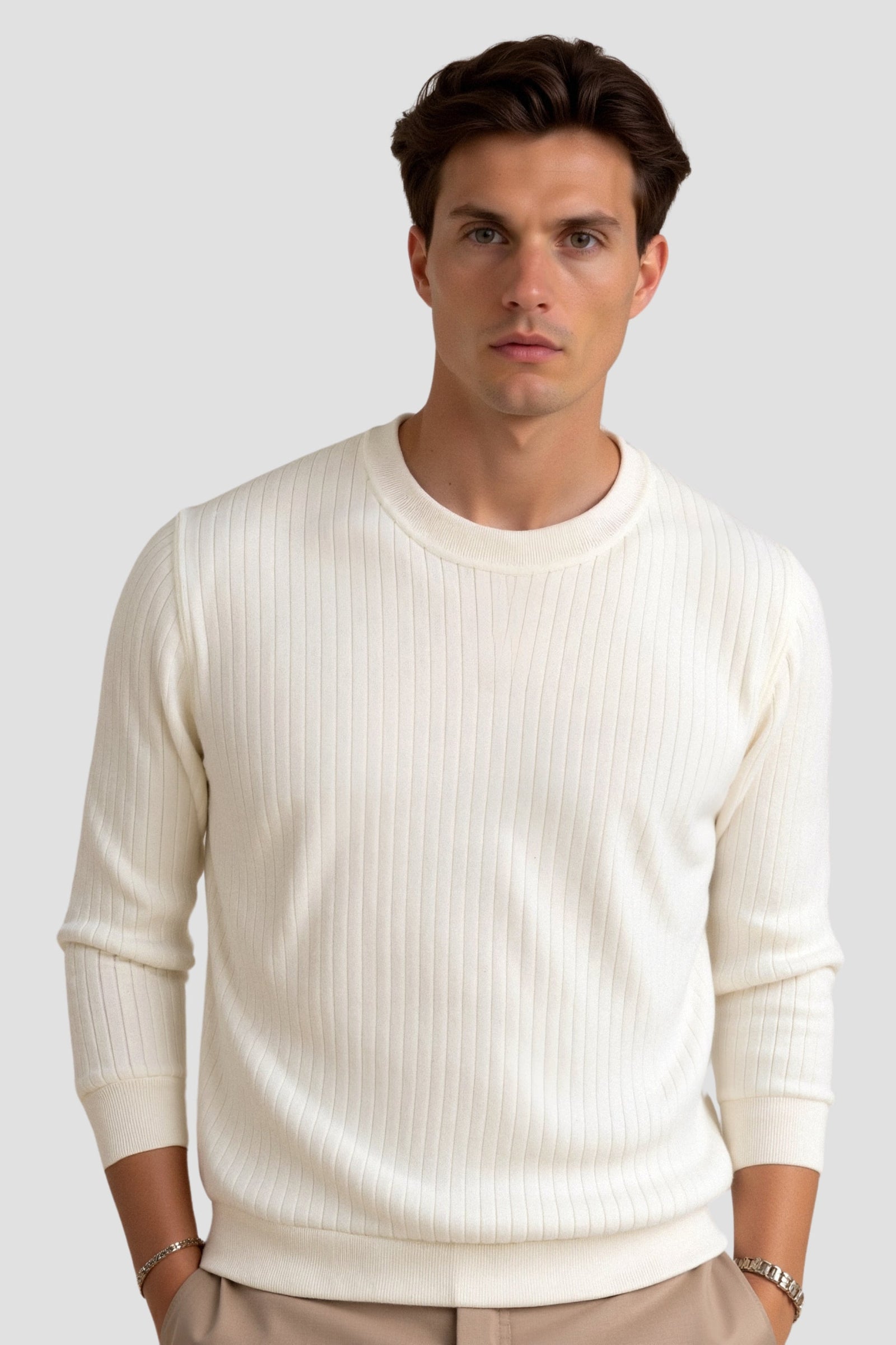 Pull en Tricot Côtelé pour Hommes Classique 1