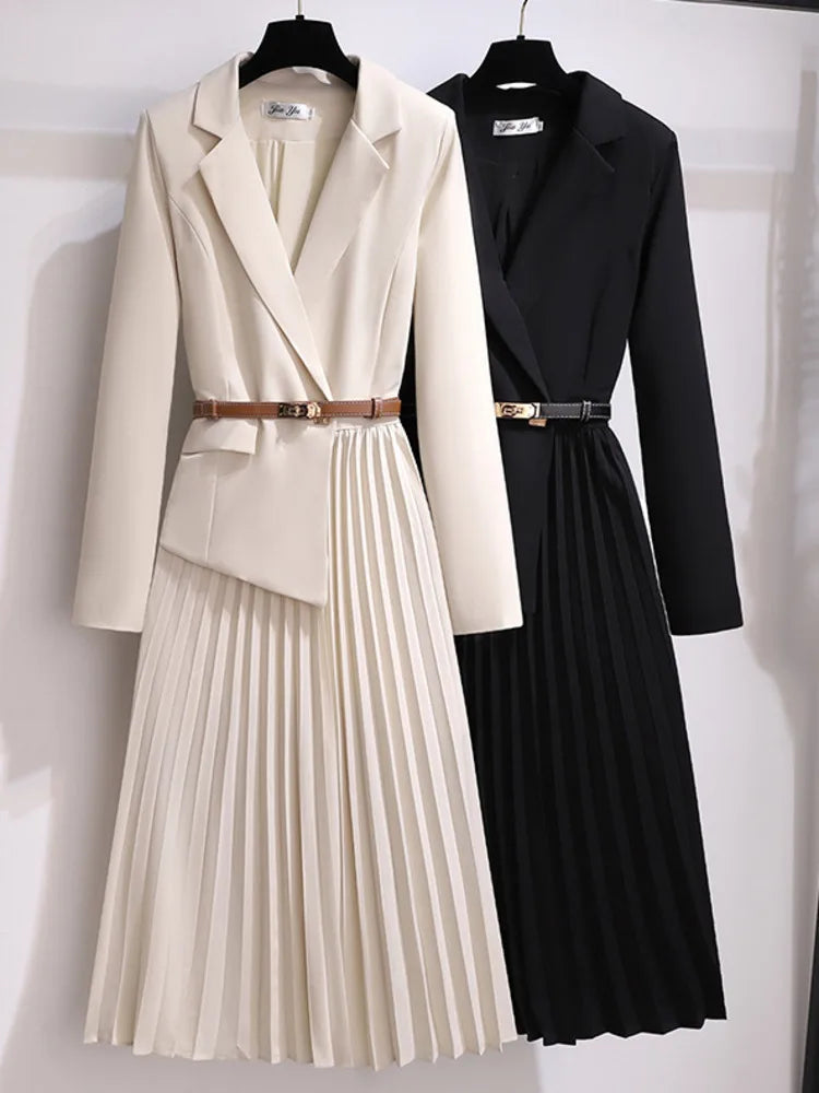 Robe Blazer Ceinturée Plissée pour Femme 5