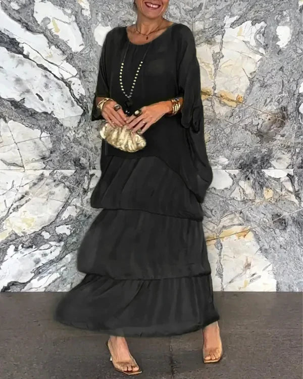 Robe Chiffon Femme à Plusieurs Couches Élégante 1