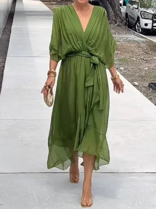 Robe Femme Fluide Col en V Pour Soirée 0