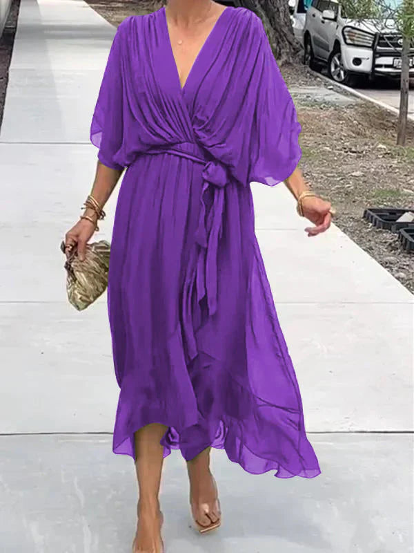 Robe Femme Fluide Col en V Pour Soirée 3