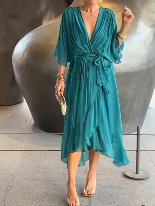 Robe Femme Fluide Col en V Pour Soirée 4