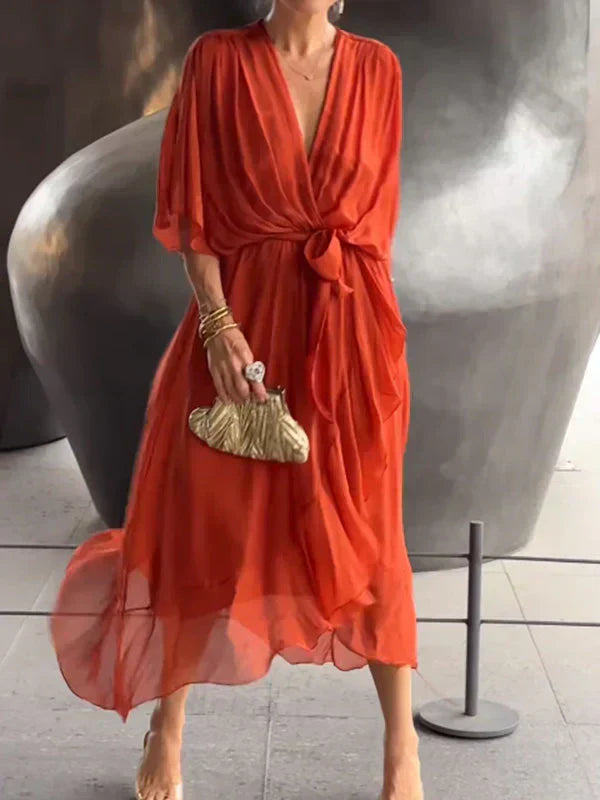 Robe Femme Fluide Col en V Pour Soirée 9