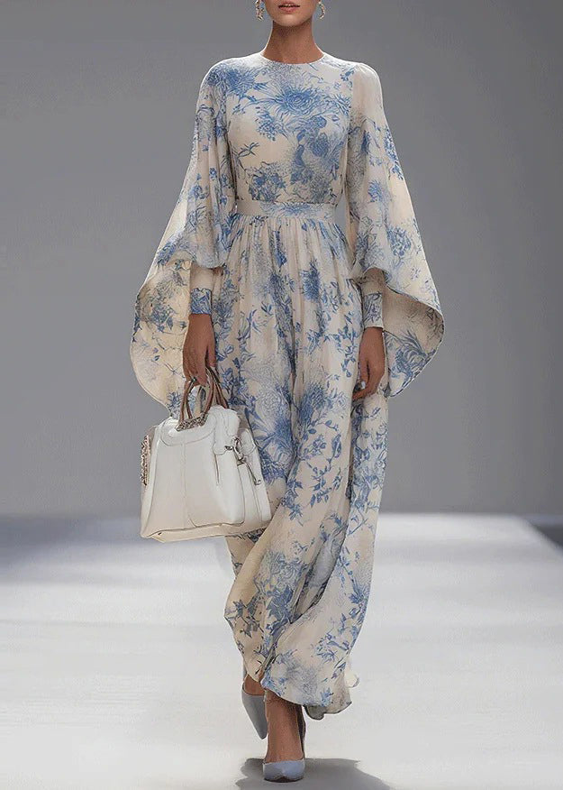Robe Femme Imprimée Col Rond Manches Évasées 2