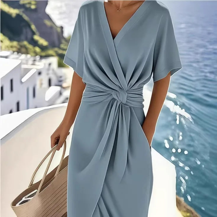 Robe Femme Mi-Mollet Enveloppée à Lacets 1