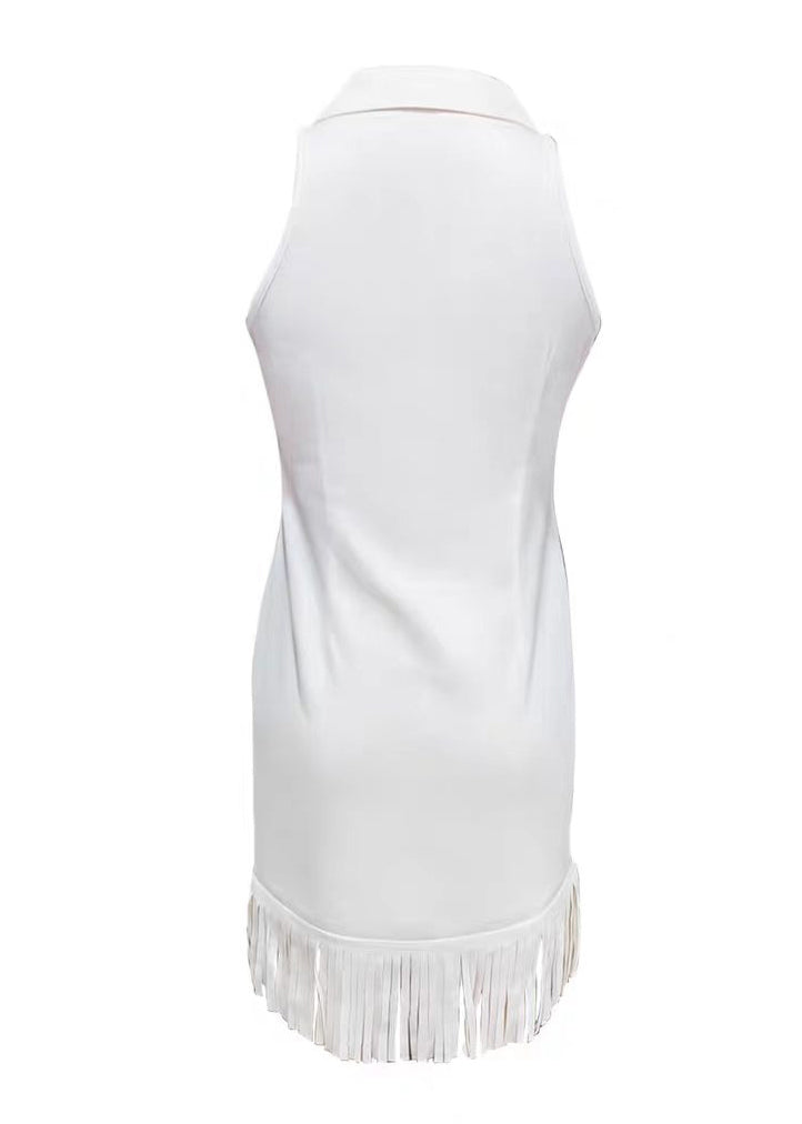 Robe Femme Sans Manches Zippée avec Pompons 4