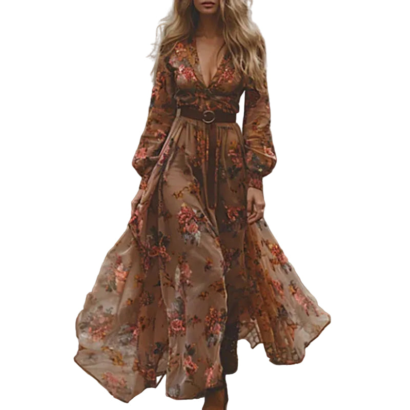 Robe Longue Femme Bohème Fleurie pour Été 3