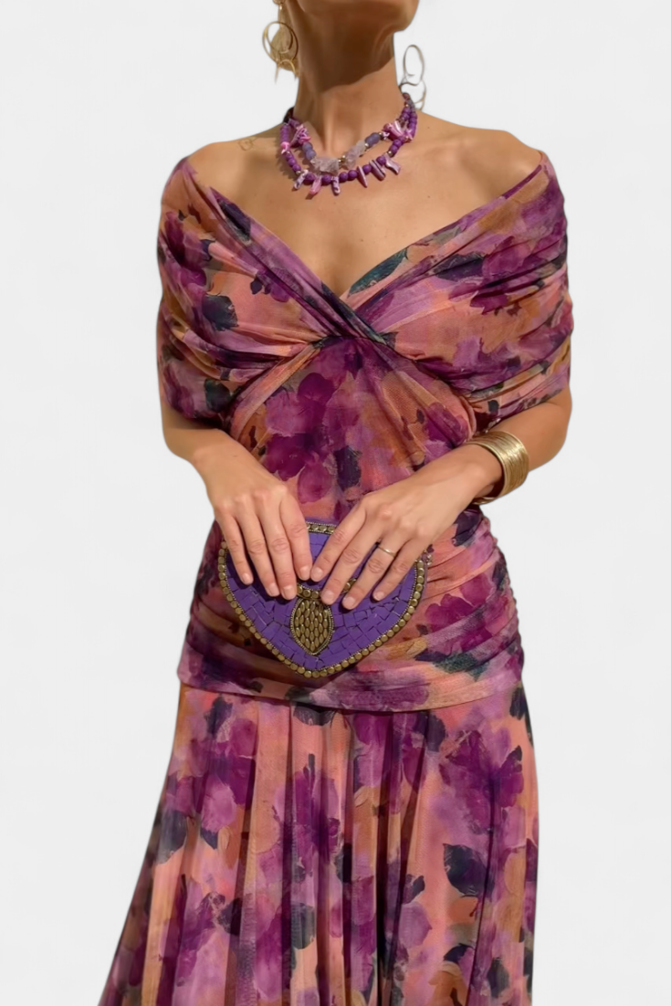 Robe Longue Femme Imprimé Floral Décolleté en V 10