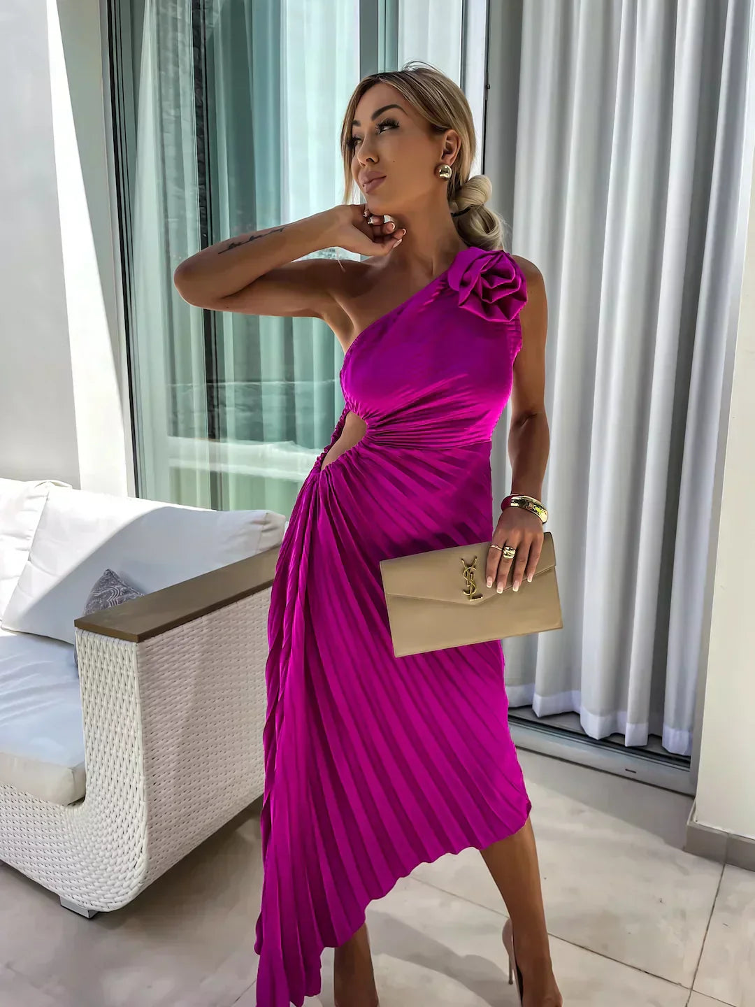 Robe Longue Femme Plissée Asymétrique Maxi 8