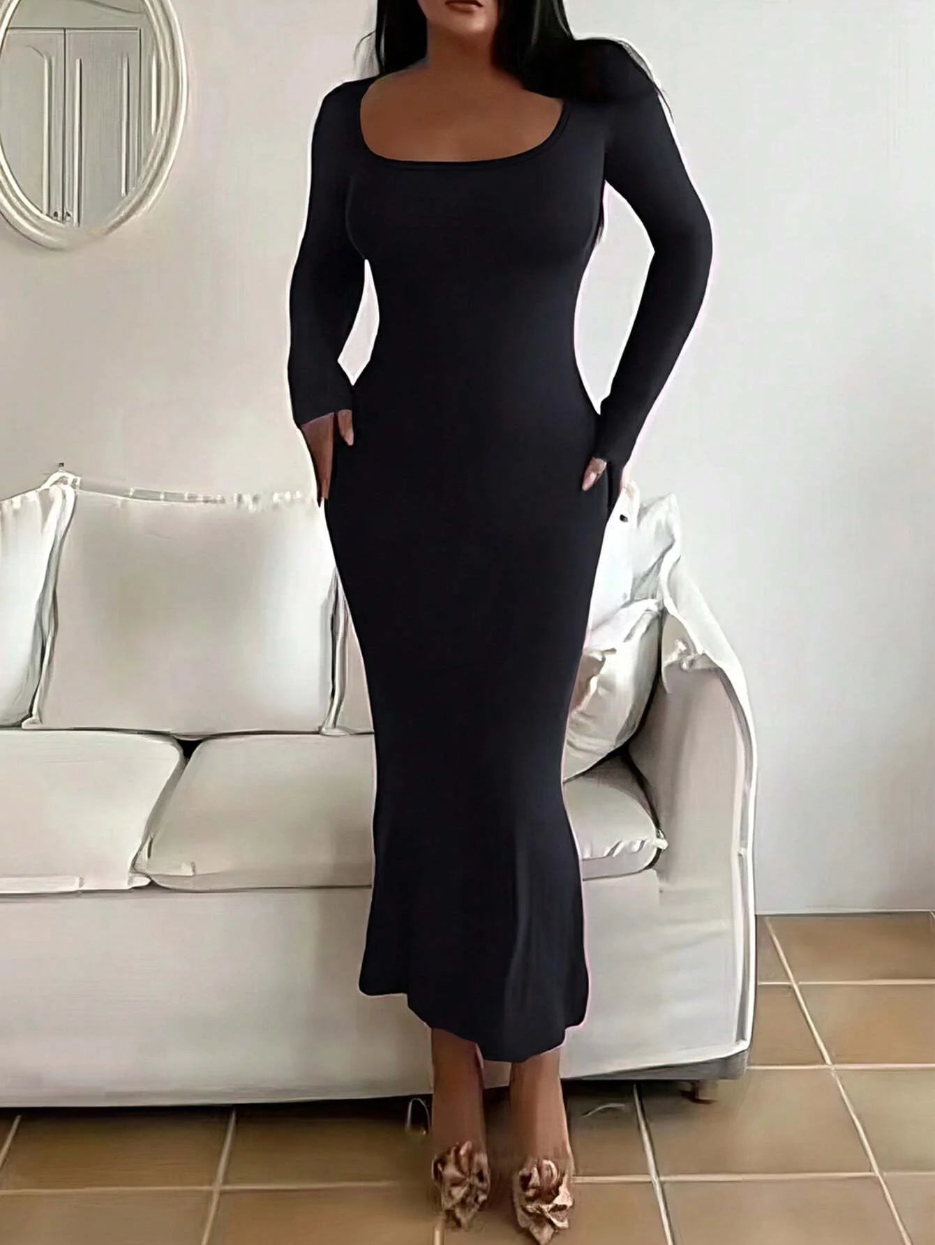 Robe Longue à Manches Longues pour Femmes Chic 2