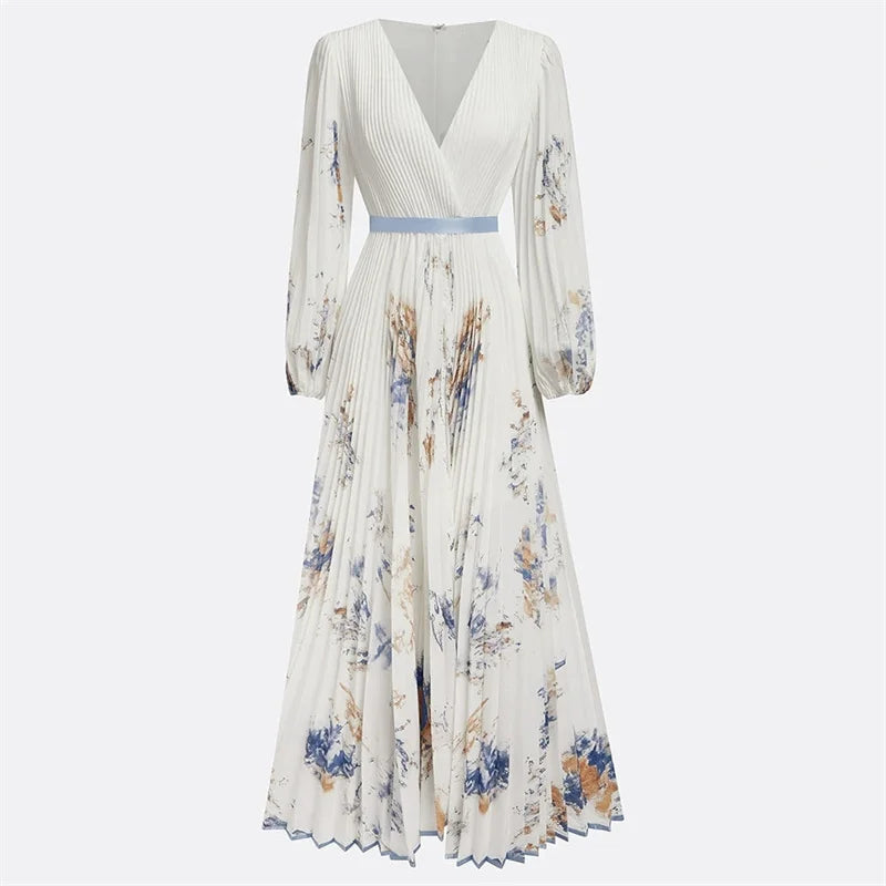 Robe Maxi Femme Imprimée à Manches Longues 4