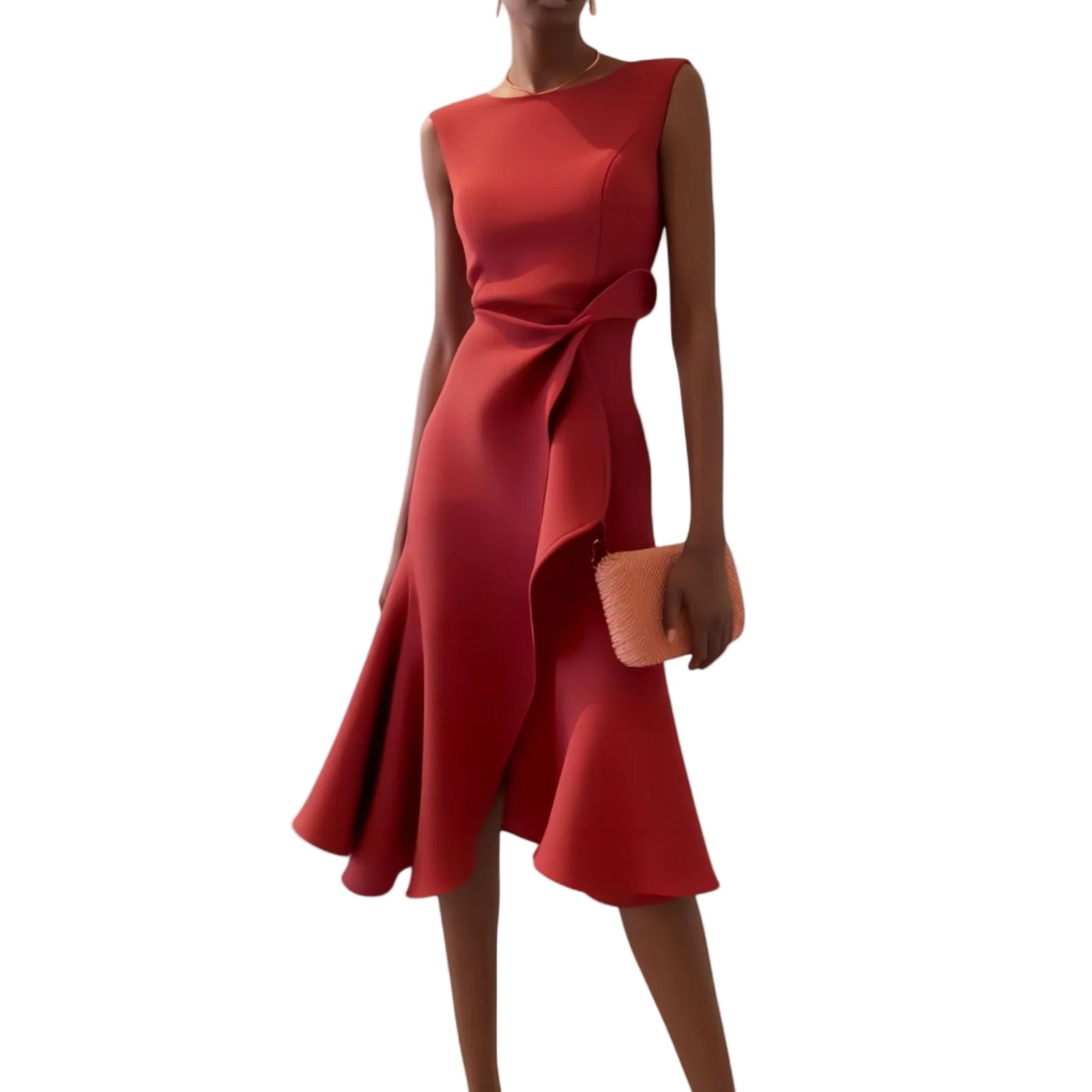 Robe Midi Femme Chic Asymétrique Sans Manches 0