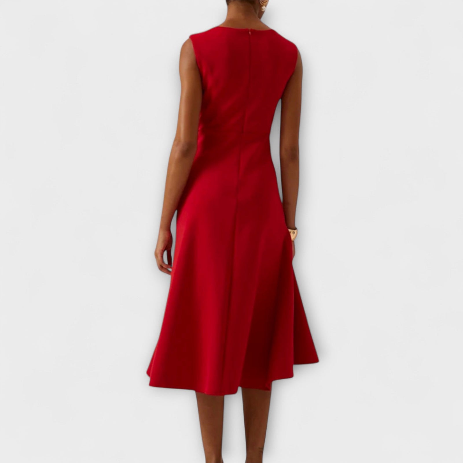 Robe Midi Femme Chic Asymétrique Sans Manches 1