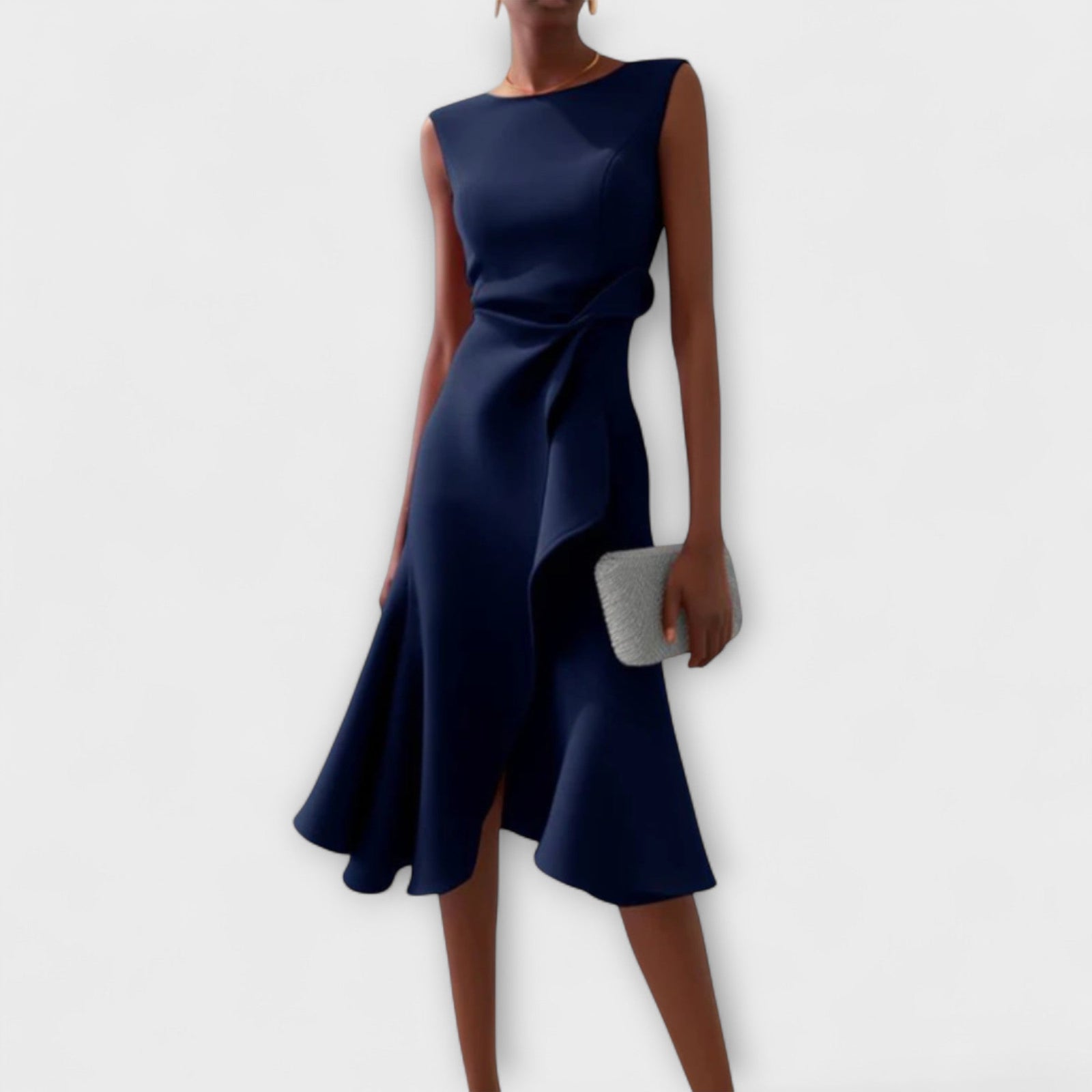 Robe Midi Femme Chic Asymétrique Sans Manches 2