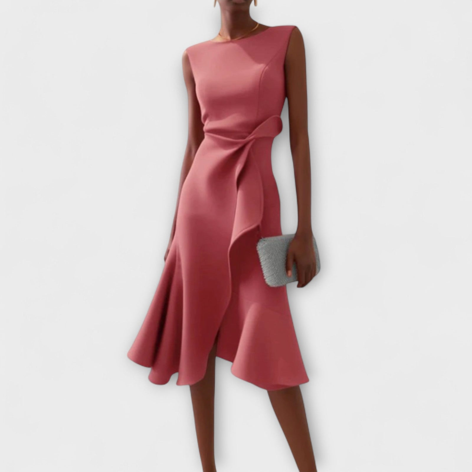 Robe Midi Femme Chic Asymétrique Sans Manches 3