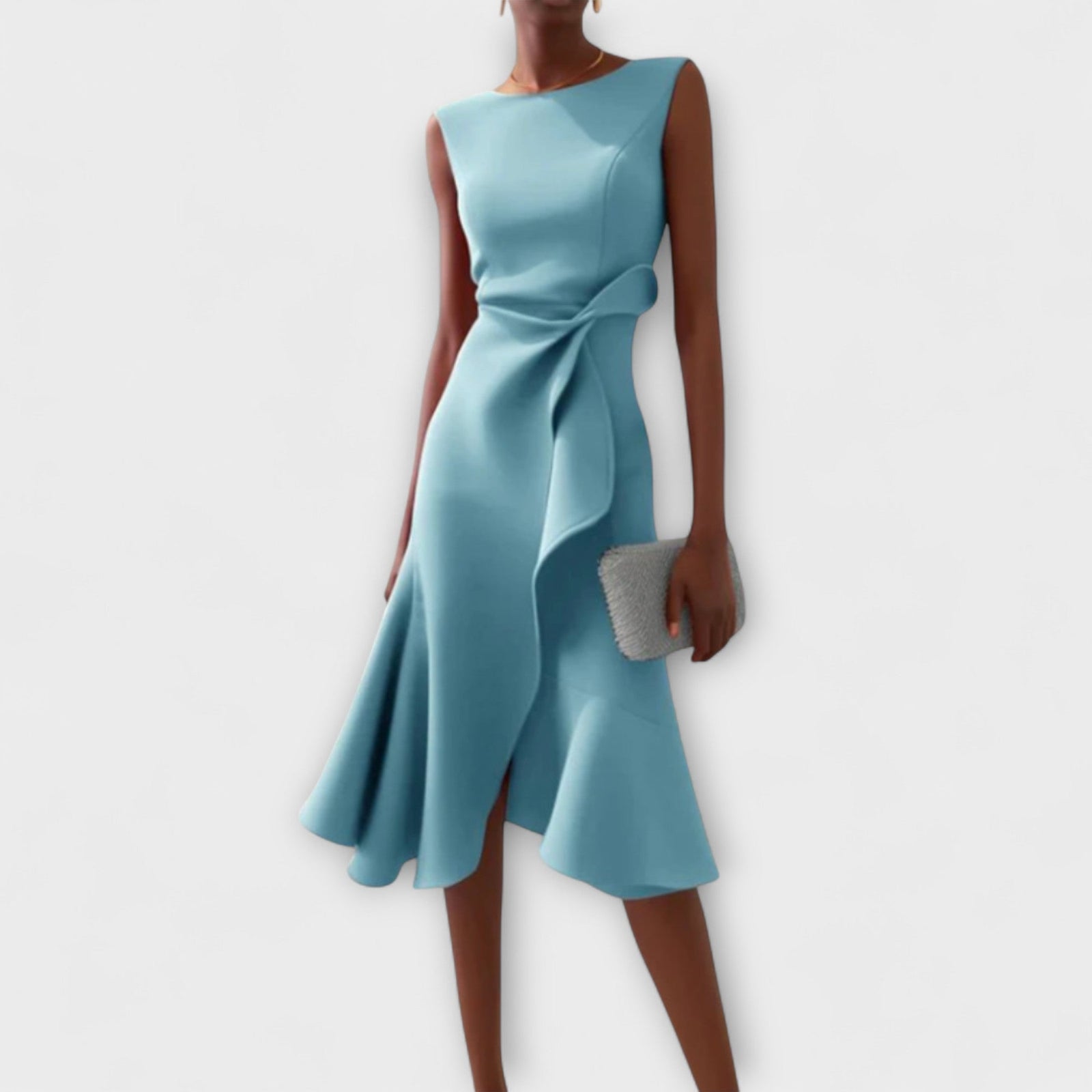Robe Midi Femme Chic Asymétrique Sans Manches 4